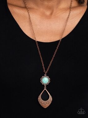 Paparazzi Necklace And Earring Set ~ Stone TOLL - Copper